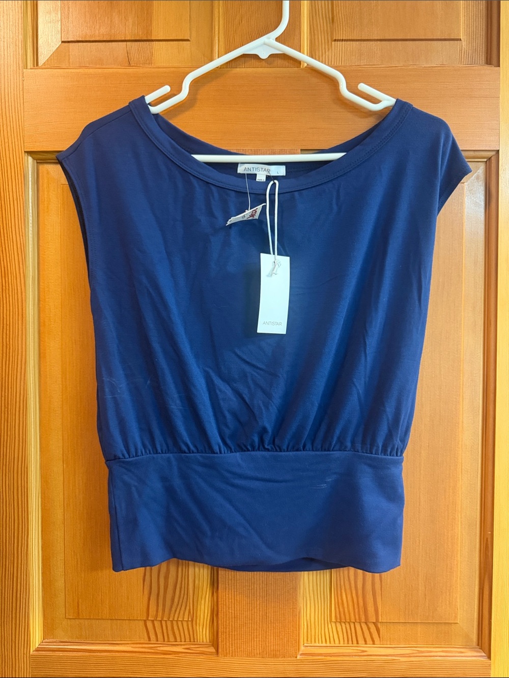 Antistar Women's Navy Short Sleeve Boatneck Top